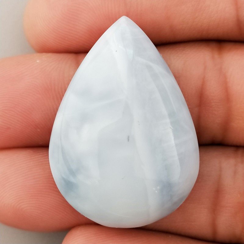 Opale Owyhee Blu Naturale Forma Goccia Piatto Cabochon Liscio Fatto a Mano 35X25X10mm 9,60gm 1pz