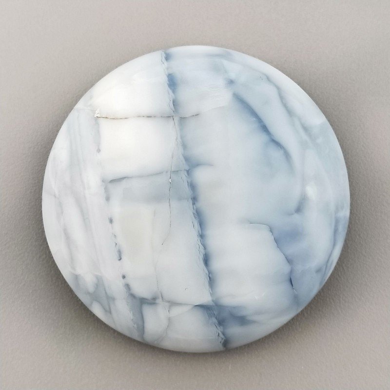 Opale Owyhee Blu Naturale Forma Tondo Piatto Cabochon Liscio Fatto a Mano 35X10mm 15,35gm 1pz