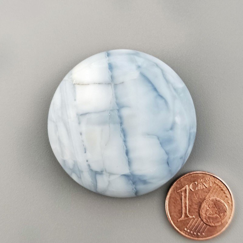 Opale Owyhee Blu Naturale Forma Tondo Piatto Cabochon Liscio Fatto a Mano 35X10mm 15,35gm 1pz