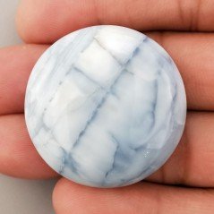 Opale Owyhee Blu Naturale Forma Tondo Piatto Cabochon Liscio Fatto a Mano 35X10mm 15,35gm 1pz