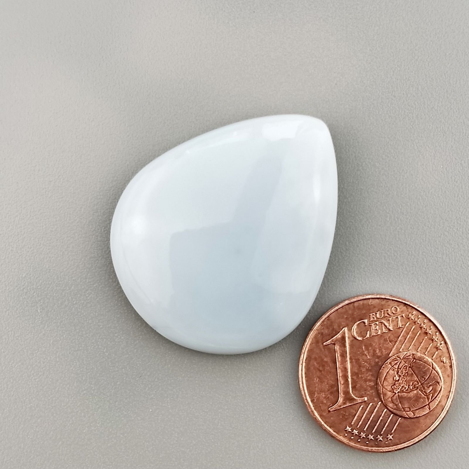 Opale Owyhee Blu Naturale Forma Goccia Piatto Cabochon Liscio Fatto a Mano 28X23X6mm 4,34gm 1pz