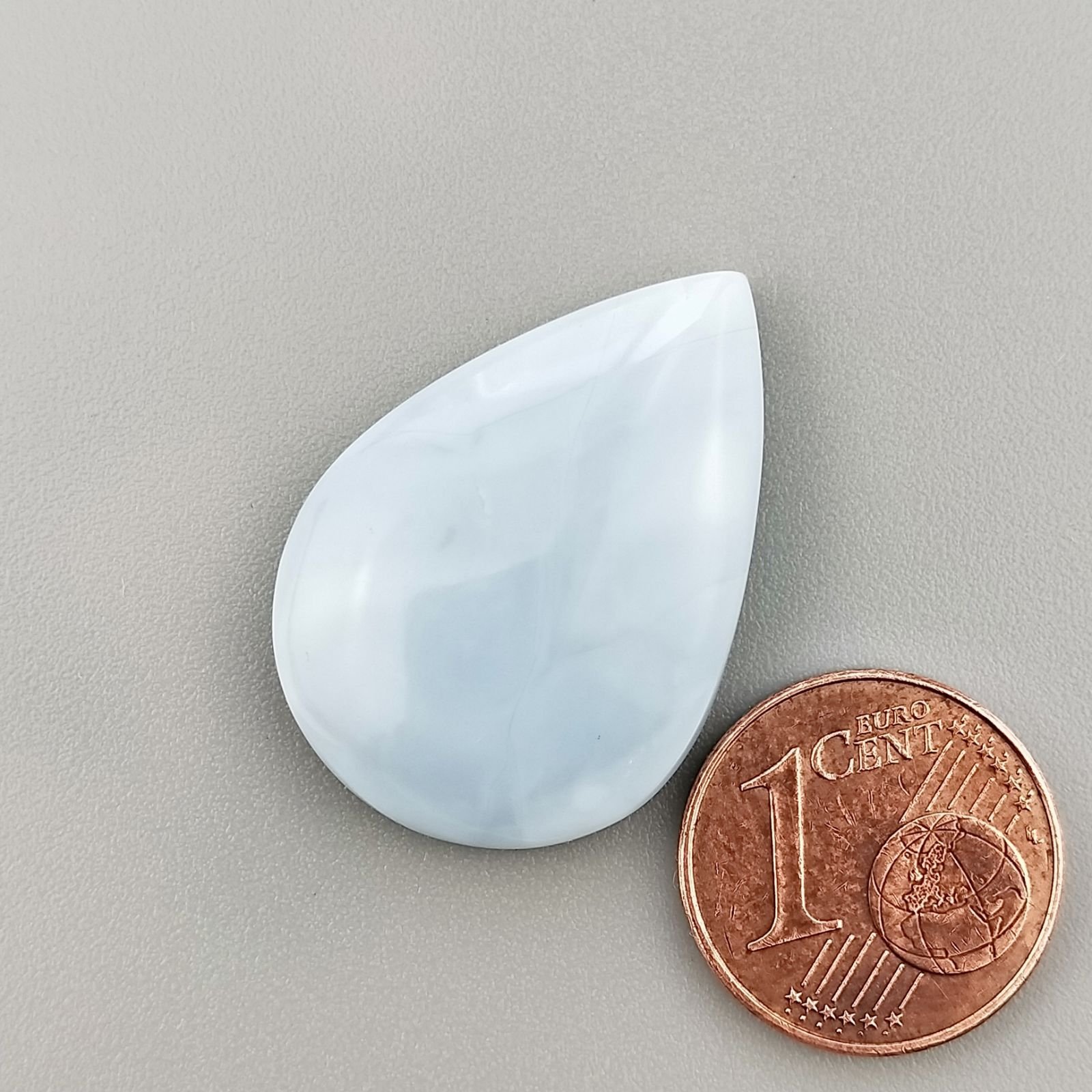 Opale Owyhee Blu Naturale Forma Goccia Piatto Cabochon Liscio Fatto a Mano 27X19X6mm 3,44gm 1pz