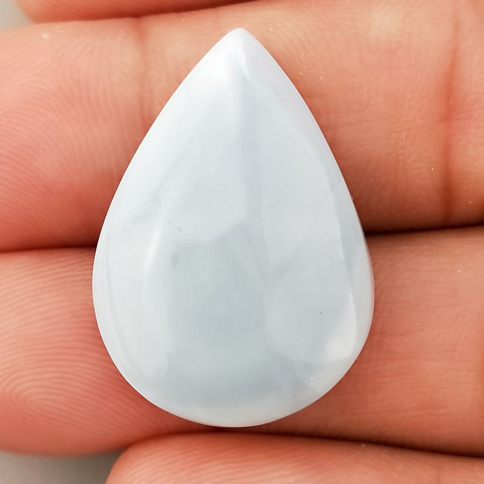 Opale Owyhee Blu Naturale Forma Goccia Piatto Cabochon Liscio Fatto a Mano 27X19X6mm 3,44gm 1pz