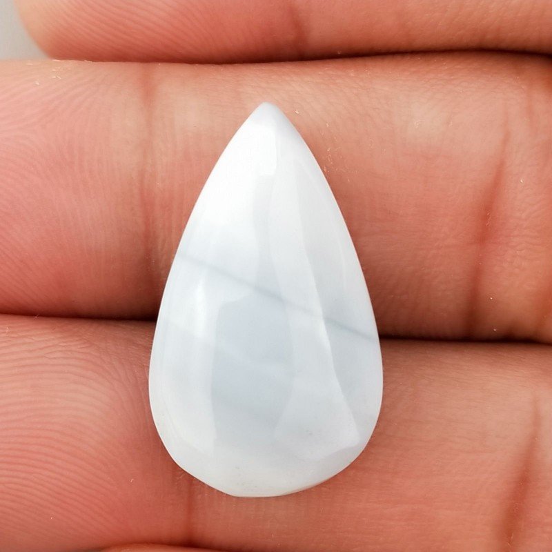 Opale Owyhee Blu Naturale Forma Goccia Piatto Cabochon Liscio Fatto a Mano 24X14X6mm 2,34gm 1pz