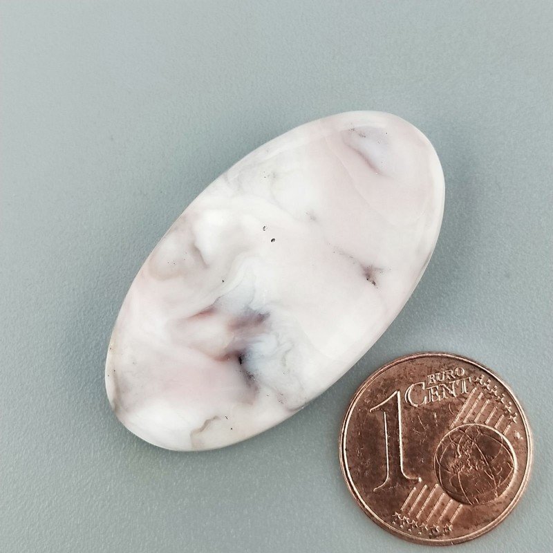 Cabochon di Opale Rosa Naturale Ovale, Piatto e Liscio, 36x20 mm, 5,82 g, Fatto a Mano
