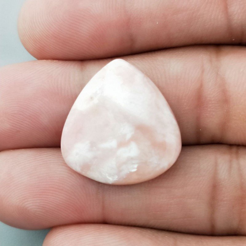 Opale Rosa Naturale Forma Goccia Piatto Cabochon Liscio Fatto a Mano 22X21mm 2.21gm 1pz