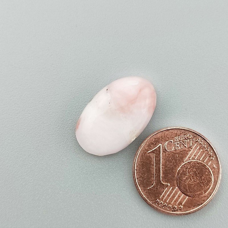 Cabochon di Opale Rosa Naturale Ovale, Piatto e Liscio, 17x11 mm, 1,35 g, Fatto a Mano