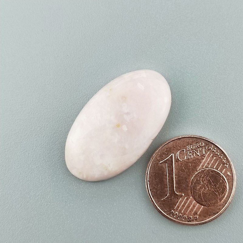 Cabochon di Opale Rosa Naturale Ovale, Piatto e Liscio, 24x13 mm, 2,26 g, Fatto a Mano
