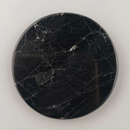 Ossidiana Nera Grezzo Naturale Forma Tondo Piatto Cabochon Liscio Fatto a Mano 44X44X5mm 131,70 Carati 1pz