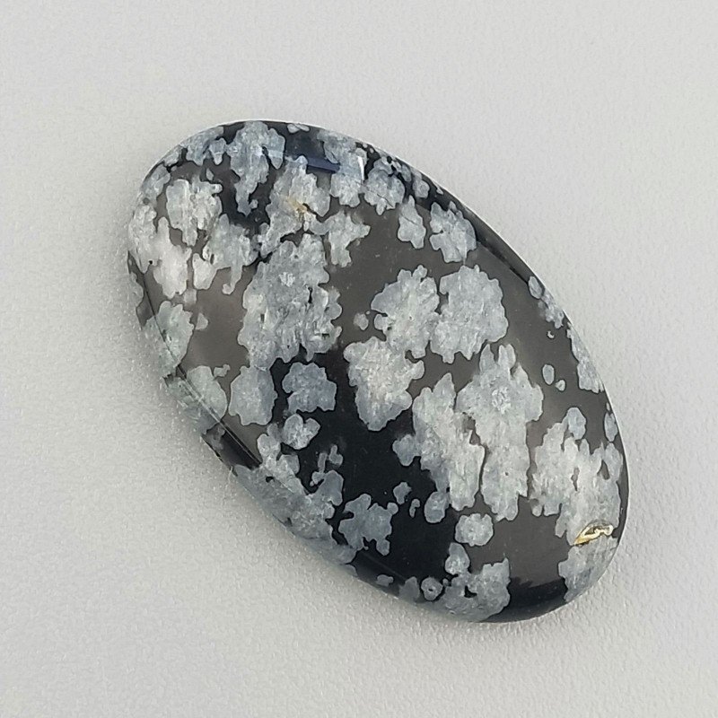 Ossidiana Fiocco Di Neve Naturale Forma Ovale Piatto Cabochon Liscio Fatto a Mano 25X15X5mm 14,45 Carati 1pz
