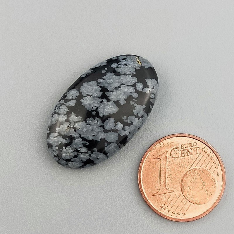 Ossidiana Fiocco Di Neve Naturale Forma Ovale Piatto Cabochon Liscio Fatto a Mano 25X15X5mm 14,45 Carati 1pz