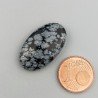 Ossidiana Fiocco Di Neve Naturale Forma Ovale Piatto Cabochon Liscio Fatto a Mano 25X15X5mm 14,45 Carati 1pz
