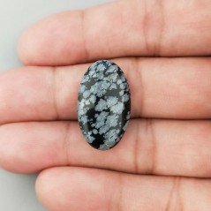 Ossidiana Fiocco Di Neve Naturale Forma Ovale Piatto Cabochon Liscio Fatto a Mano 25X15X5mm 14,45 Carati 1pz
