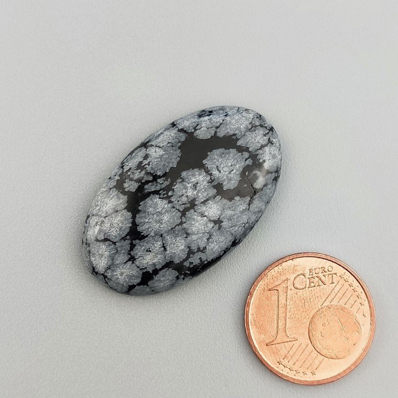 Ossidiana Fiocco Di Neve Naturale Forma Goccia Piatto Cabochon Liscio Fatto a Mano 29X18X4mm 17,45 Carati 1pz