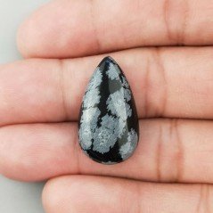 Ossidiana Fiocco Di Neve Naturale Forma Goccia Piatto Cabochon Liscio Fatto a Mano 26X15X5mm 15,70 Carati 1pz