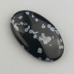 Ossidiana Fiocco Di Neve Naturale Forma Ovale Piatto Cabochon Liscio Fatto a Mano 23X13X5mm 11,45 Carati 1pz