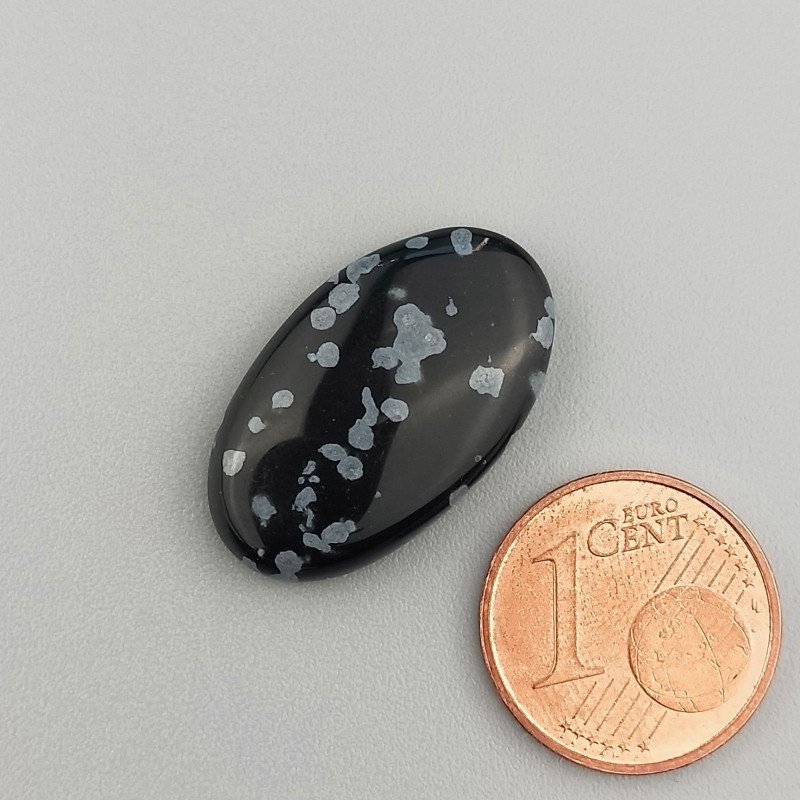 Ossidiana Fiocco Di Neve Naturale Forma Ovale Piatto Cabochon Liscio Fatto a Mano 23X13X5mm 11,45 Carati 1pz
