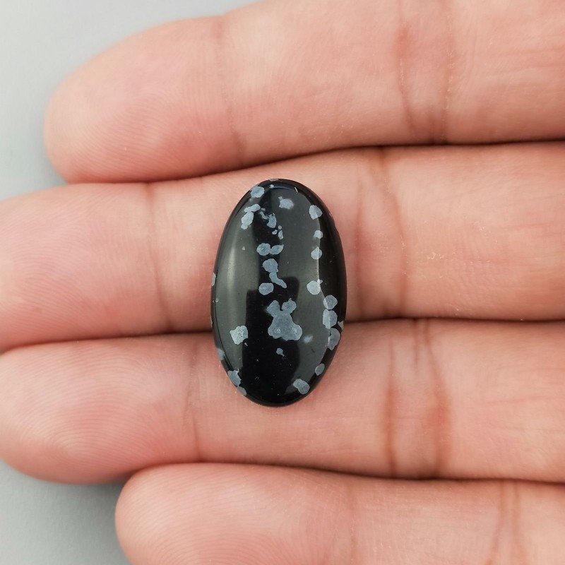 Ossidiana Fiocco Di Neve Naturale Forma Ovale Piatto Cabochon Liscio Fatto a Mano 23X13X5mm 11,45 Carati 1pz