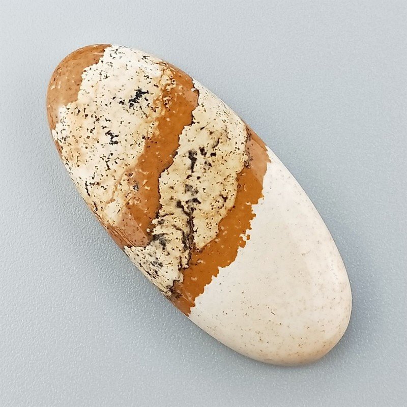 Pietra Paesina Naturale Forma Ovale Piatto Cabochon Liscio Fatto a Mano 43X19X5mm 8,45gm 1pz