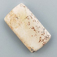 Pietra Paesina Naturale Forma Cuscino Piatto Cabochon Liscio Fatto a Mano 35X19X6mm 8,90gm 1pz