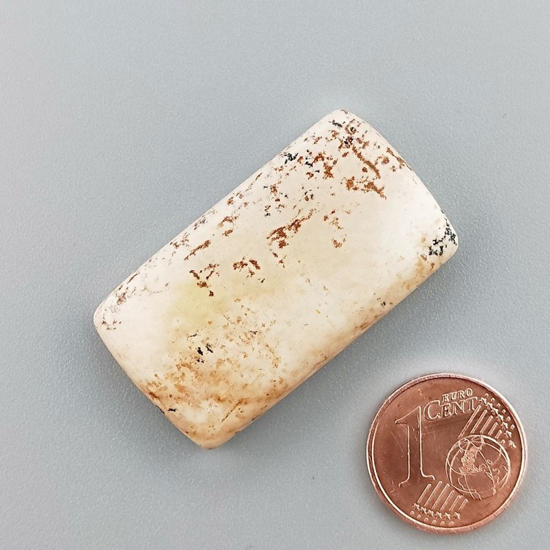 Pietra Paesina Naturale Forma Cuscino Piatto Cabochon Liscio Fatto a Mano 35X19X6mm 8,90gm 1pz