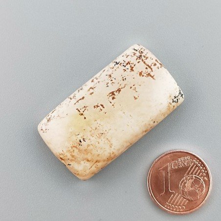 Pietra Paesina Naturale Forma Cuscino Piatto Cabochon Liscio Fatto a Mano 35X19X6mm 8,90gm 1pz