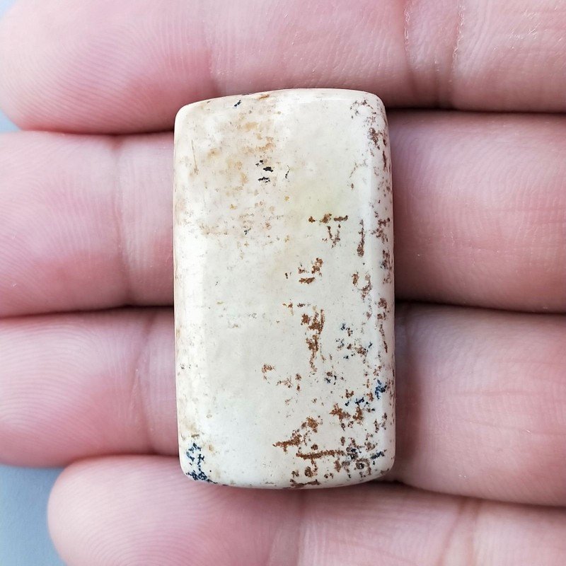Pietra Paesina Naturale Forma Cuscino Piatto Cabochon Liscio Fatto a Mano 35X19X6mm 8,90gm 1pz