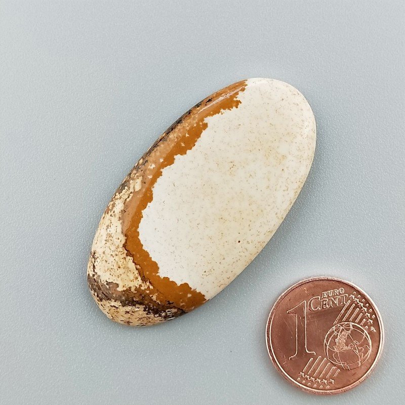 Cabochon di Pietra Paesina Naturale Ovale, Piatto e Liscio, 41x21x4 mm, 6,63 g, Fatto a Mano