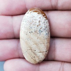 Pietra Paesina Naturale Forma Ovale Piatto Cabochon Liscio Fatto a Mano 37X20X5mm 6,10gm 1pz
