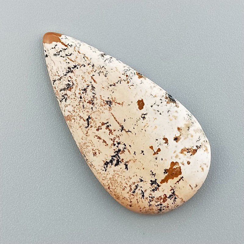 Pietra Paesina Naturale Forma Goccia Piatto Cabochon Liscio Fatto a Mano 40X21X4mm 4,85gm 1pz