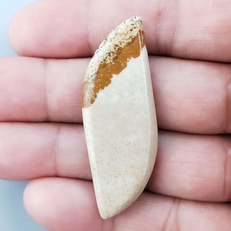 Pietra Paesina Naturale Forma Fantasia Piatto Cabochon Liscio Fatto a Mano 50X18X4mm 7,00gm 1pz