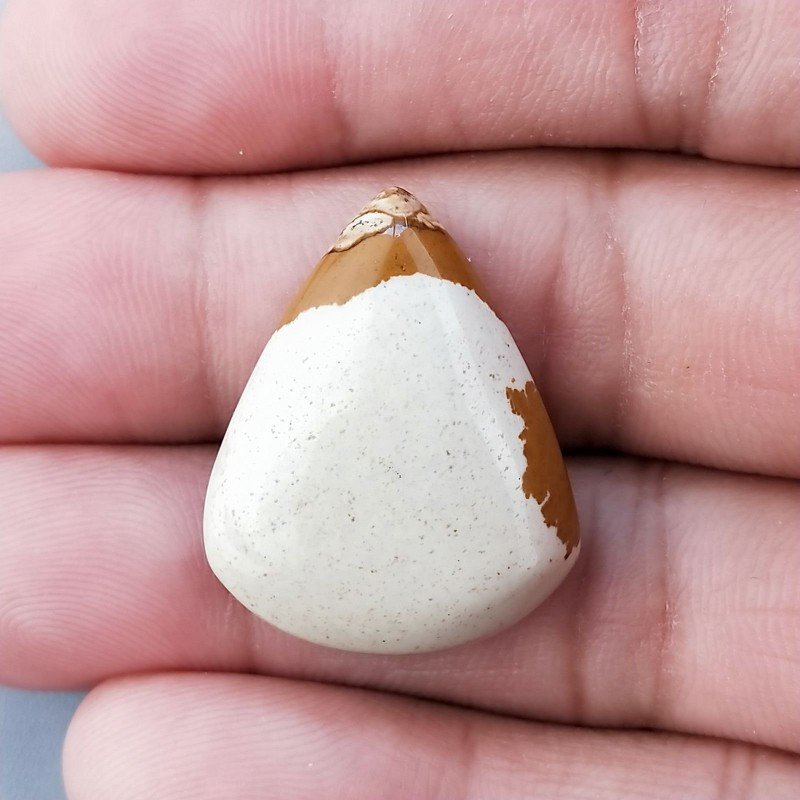 Pietra Paesina Naturale Forma Goccia Piatto Cabochon Liscio Fatto a Mano 27X22X6mm 5,00gm 1pz