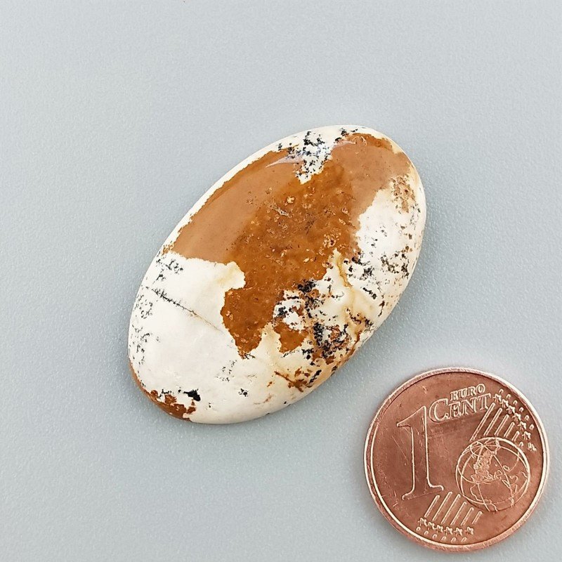 Cabochon di Pietra Paesina Naturale Ovale, Piatto e Liscio, 31x19x5 mm, 5,10 g, Fatto a Mano