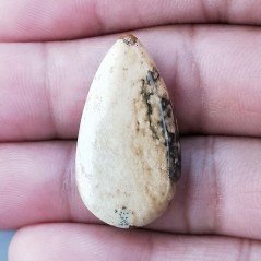 Pietra Paesina Naturale Forma Goccia Piatto Cabochon Liscio Fatto a Mano 31X17X4mm 4,00gm 1pz