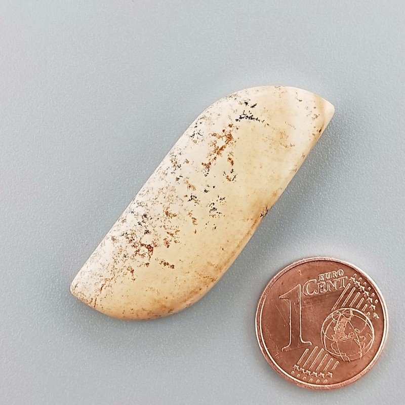 Pietra Paesina Naturale Forma Fantasia Piatto Cabochon Liscio Fatto a Mano 38X14X5mm 5,60gm 1pz