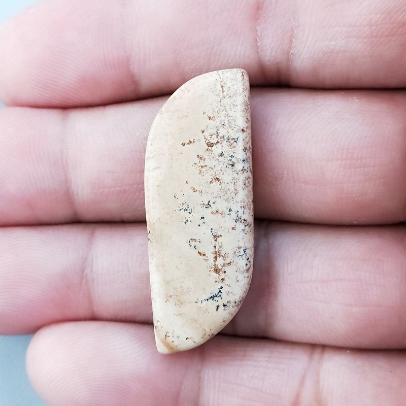 Pietra Paesina Naturale Forma Fantasia Piatto Cabochon Liscio Fatto a Mano 38X14X5mm 5,60gm 1pz