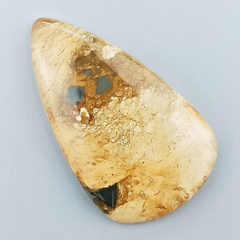 Pietra Paesina Naturale Forma Goccia Piatto Cabochon Liscio Fatto a Mano 46X27X5mm 10,00gm 1pz