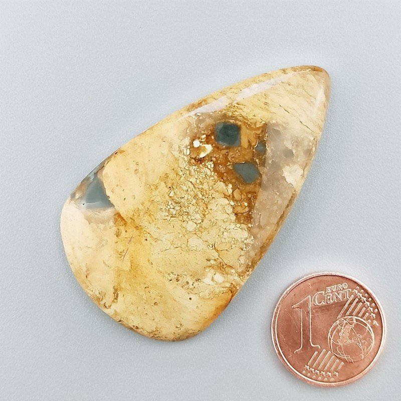Cabochon di Pietra Paesina Naturale Goccia, Piatto e Liscio, 46x27x5 mm, 10,00 g, Fatto a Mano