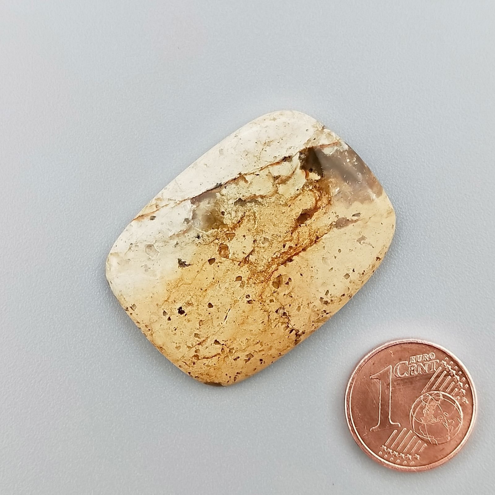 Pietra Paesina Naturale Forma Cuscino Piatto Cabochon Liscio Fatto a Mano 34X25X5mm 7,15gm 1pz