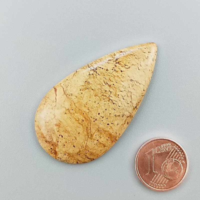 Cabochon di Pietra Paesina Naturale Goccia, Piatto e Liscio, 47x25x5 mm, 8,40 g, Fatto a Mano