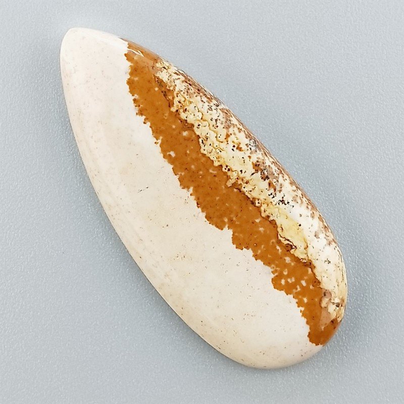 Pietra Paesina Naturale Forma Goccia Piatto Cabochon Liscio Fatto a Mano 41X18X4mm 5,85gm 1pz