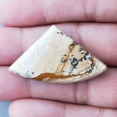 Pietra Paesina Naturale Forma Fantasia Piatto Cabochon Liscio Fatto a Mano 40X24X5mm 7,55gm 1pz