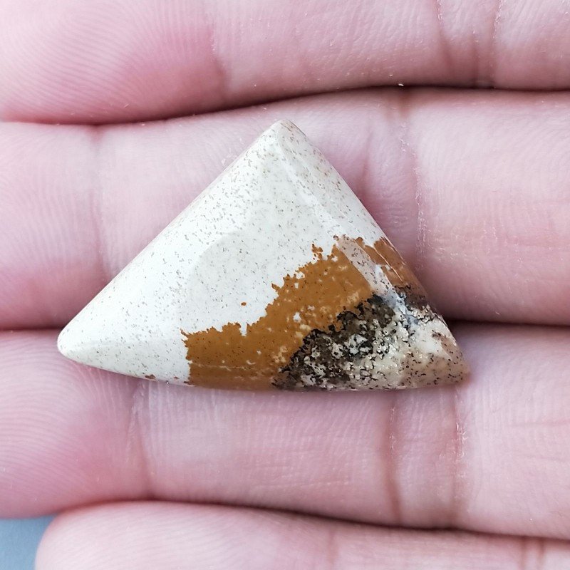 Pietra Paesina Naturale Forma Fantasia Piatto Cabochon Liscio Fatto a Mano 20X32X6mm 4,90gm 1pz