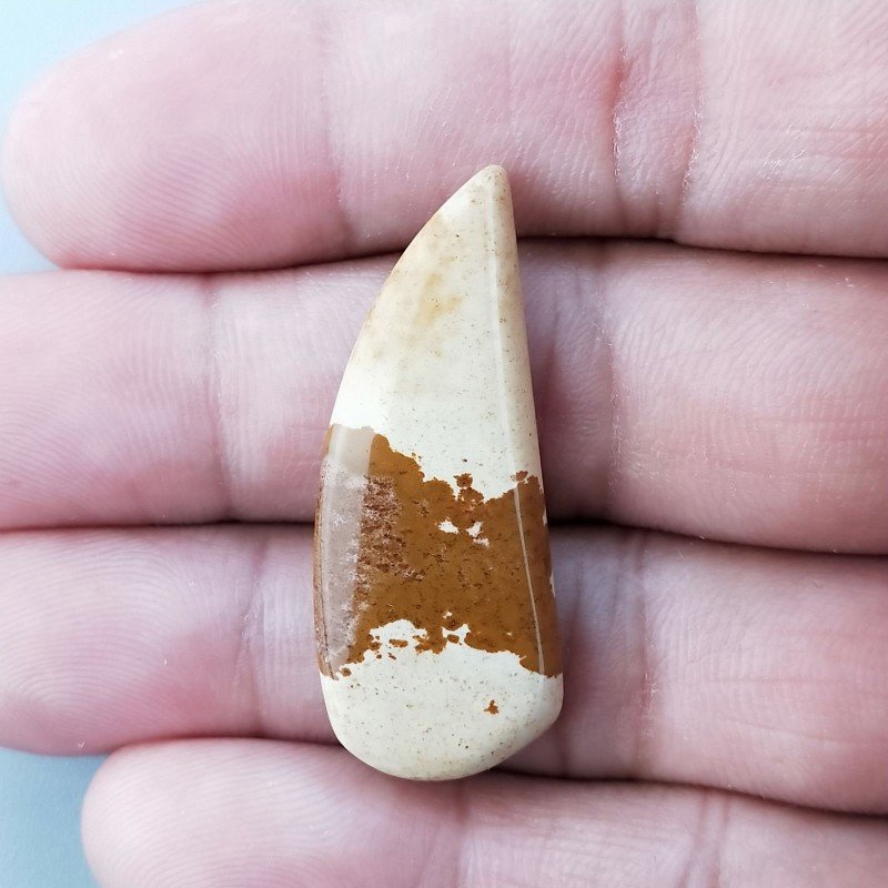 Pietra Paesina Naturale Forma Fantasia Piatto Cabochon Liscio Fatto a Mano 37X15X5mm 4,40gm 1pz