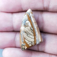 Pietra Paesina Naturale Forma Fantasia Piatto Cabochon Liscio Fatto a Mano 31X15X7mm 5,85gm 1pz