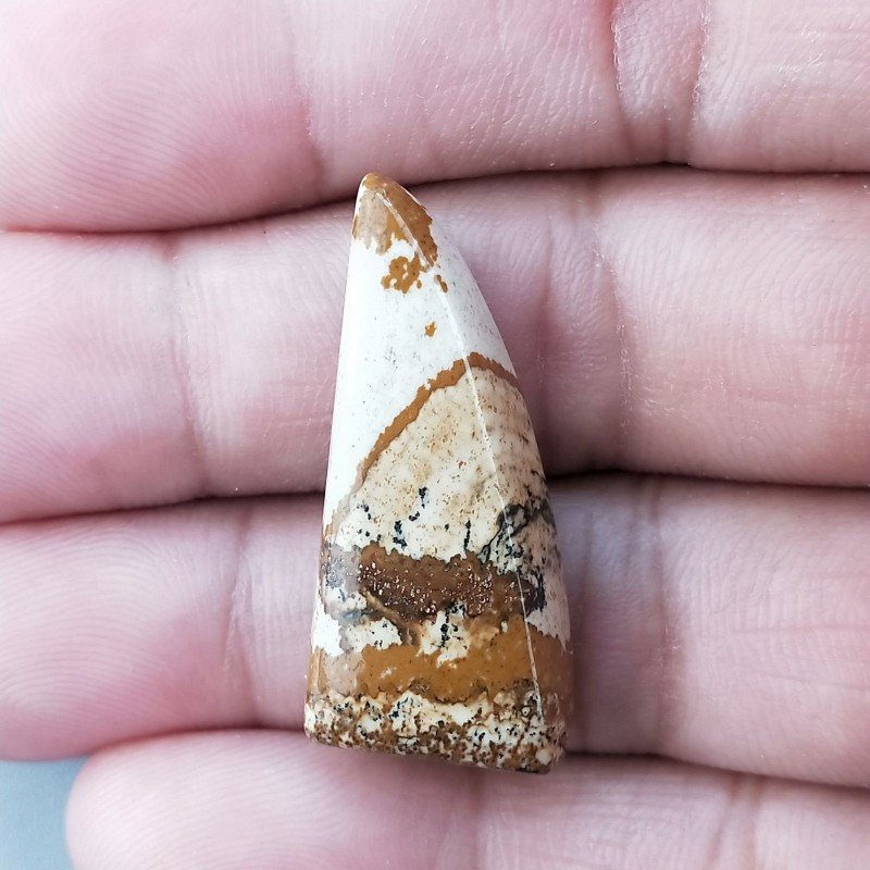 Pietra Paesina Naturale Forma Fantasia Piatto Cabochon Liscio Fatto a Mano 31X15X7mm 5,90gm 1pz