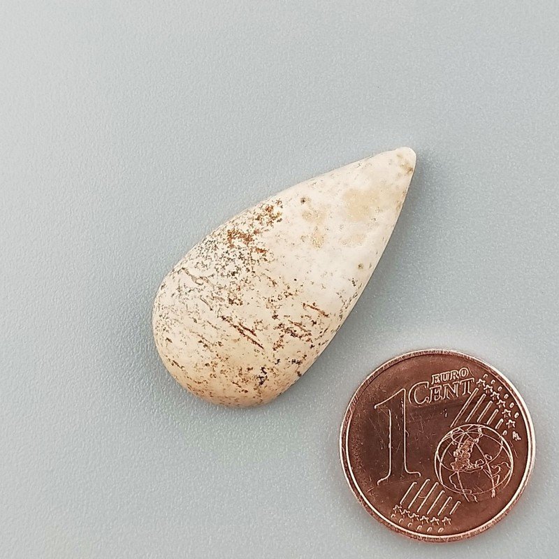 Pietra Paesina Naturale Forma Goccia Piatto Cabochon Liscio Fatto a Mano 28X14X6mm 3,10gm 1pz