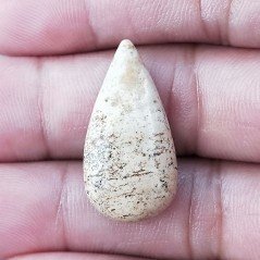 Pietra Paesina Naturale Forma Goccia Piatto Cabochon Liscio Fatto a Mano 28X14X6mm 3,10gm 1pz