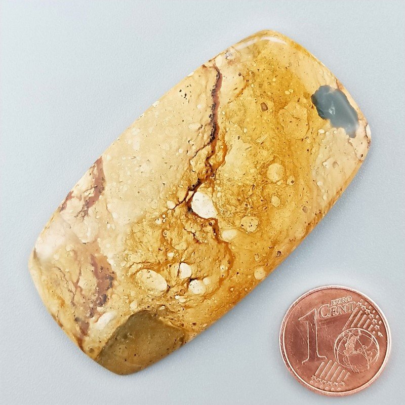 Pietra Paesina Naturale Forma Cuscino Piatto Cabochon Liscio Fatto a Mano 56X31X5mm 16,20gm 1pz