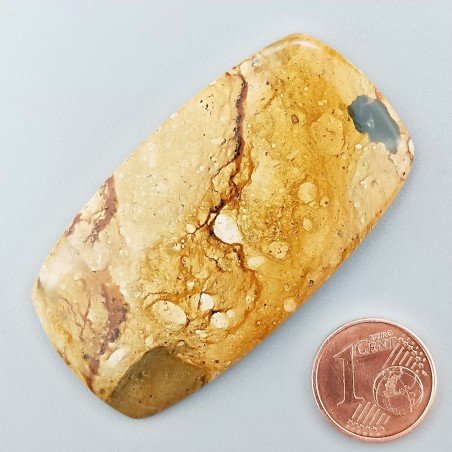 Pietra Paesina Naturale Forma Cuscino Piatto Cabochon Liscio Fatto a Mano 56X31X5mm 16,20gm 1pz
